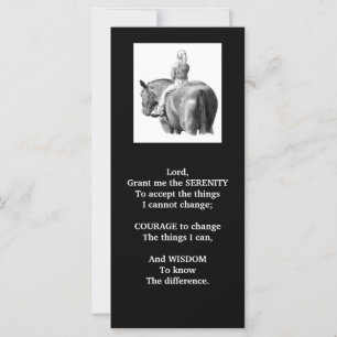 SERENITY PRAYER:MEISJE:HORSE:PENCIL ART:RACK KAART