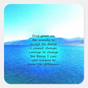 Serenity Prayer met Blue Ocean and Amazing Sky Vierkante Sticker