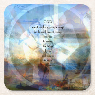 Serenity Prayer met inspirerende Motivatie kunst Vierkante Kartonnen Onderzetter