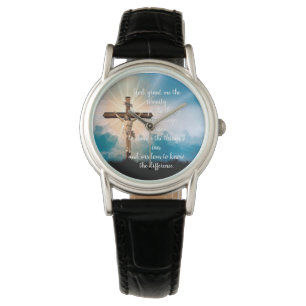Serenity Prayer met Jezus op Crucifix Horloge