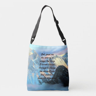 Serenity Prayer met panoramisch Uitzicht Mount Eve Crossbody Tas