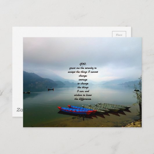 Serenity Prayer met Phewa Lake Panoramic Uitzicht Briefkaart (Voorkant / Achterkant)