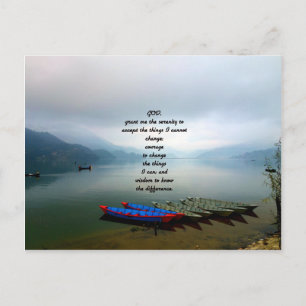 Serenity Prayer met Phewa Lake Panoramic Uitzicht Briefkaart