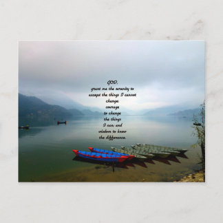 Serenity Prayer met Phewa Lake Panoramic Uitzicht Briefkaart