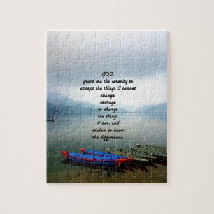 Serenity Prayer met Phewa Lake Panoramic Uitzicht Legpuzzel