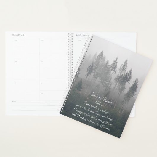 Serenity Prayer Misty Forest Foto Planner (Display)