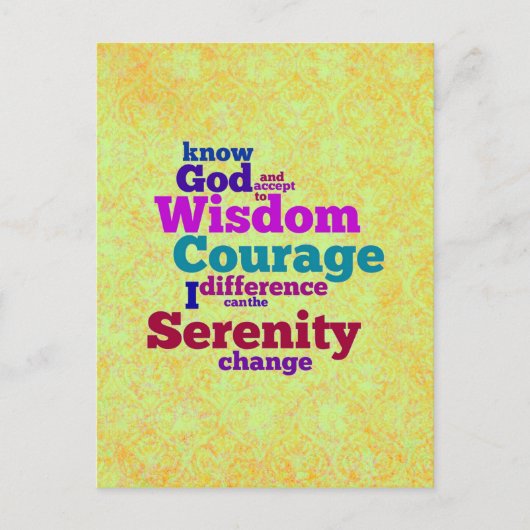 Serenity Prayer mot carte postale (Devant)