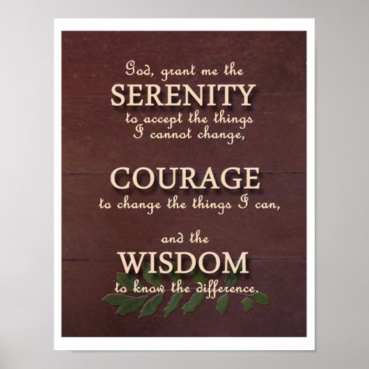 Serenity Prayer Motivatie Poster - Portret (Voorkant)