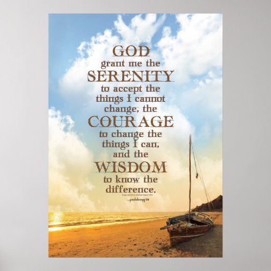 Serenity Prayer: Old Sailboat on Beach, Recovery Poster (Voorkant)
