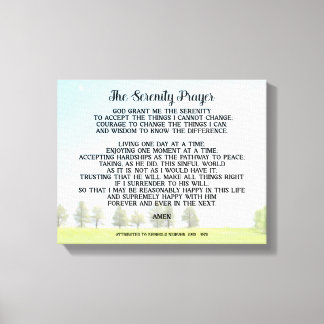 Serenity Prayer On Peaceful Landscape Art  Canvas Afdruk