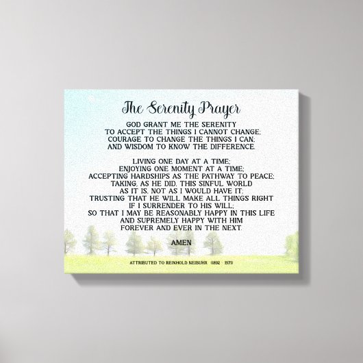 Serenity Prayer On Peaceful Landscape Art  Canvas Afdruk (Voorkant)
