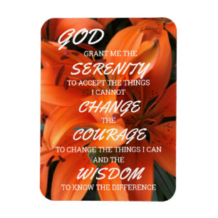 Serenity Prayer Oranje Lily Flowers Foto God Magneet