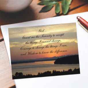 Serenity Prayer Oranje Seascape Sunset Briefkaart