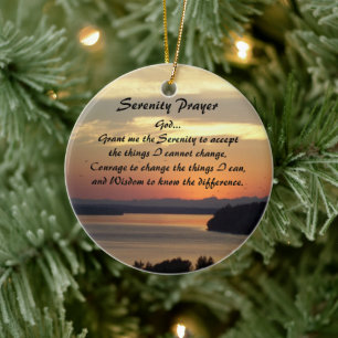 Serenity Prayer Oranje Seascape Sunset Photo Keramisch Ornament