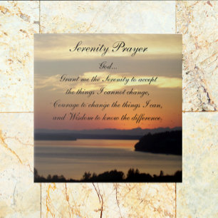 Serenity Prayer Oranje Seascape Sunset Tegeltje