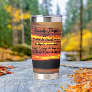 Serenity Prayer Oranje zonsondergang landschap Geïsoleerde Drinkbeker