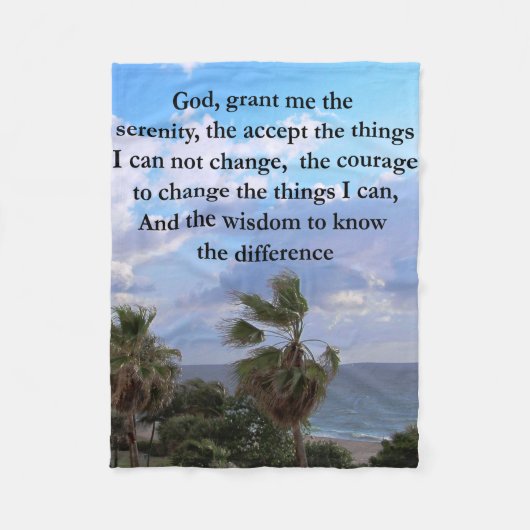  SERENITY PRAYER PALM TREE FOTOONTWERP FLEECE DEKEN (Voorkant)