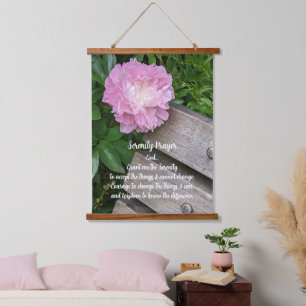 Serenity Prayer Pink Peony Floral Hangend Wandkleed