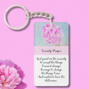Serenity Prayer Pink Peony Sleutelhanger