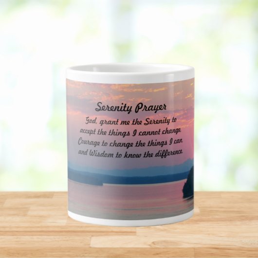 Serenity Prayer Pink Seascape Sunset Extra Grote Beker
