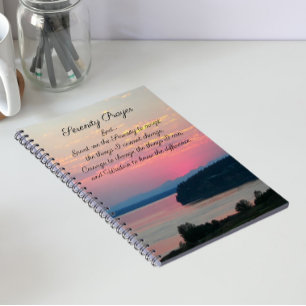 Serenity Prayer Pink Seascape Sunset Foto Notitieboek