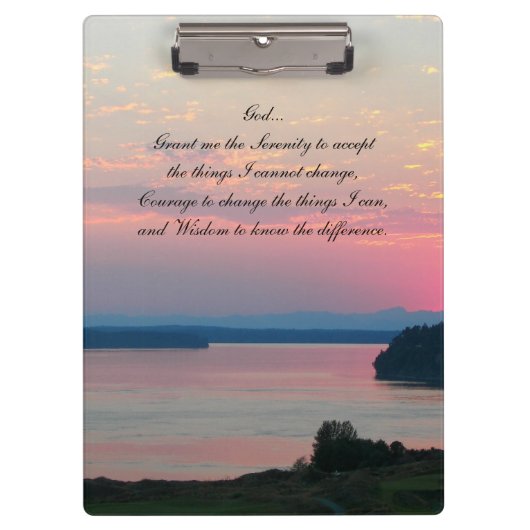 Serenity Prayer Pink Seascape Sunset Klembord (Voorkant)