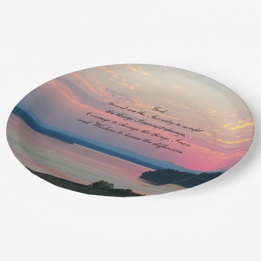 Serenity Prayer Pink Seascape Sunset Papieren Bordje (Gekanteld)