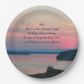 Serenity Prayer Pink Seascape Sunset Papieren Bordje (Voorkant)