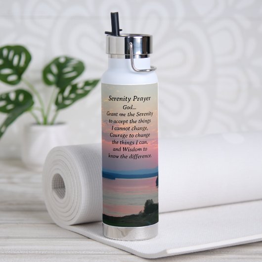 Serenity Prayer Pink Seascape Sunset Waterfles (Yoga)