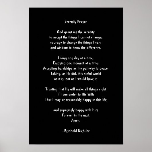 Serenity Prayer Poster (Voorkant)