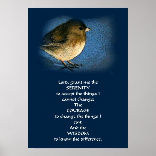 SERENITY PRAYER POSTER AVEC OISEAU (Devant)