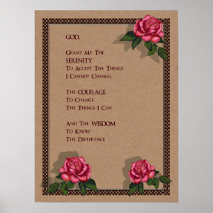 Serenity Prayer: Rozen rozen: oorspronkelijke kuns Poster