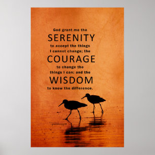 Serenity Prayer (Seagulls, Beach, God Grant me) Poster