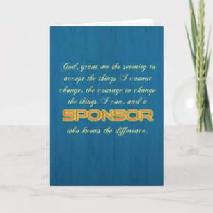 "Serenity Prayer/Sponsor" Funny Sobriety Card Kaart