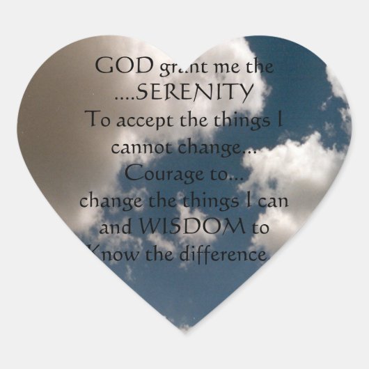Serenity Prayer Summer Sky Hart Sticker (Voorkant)