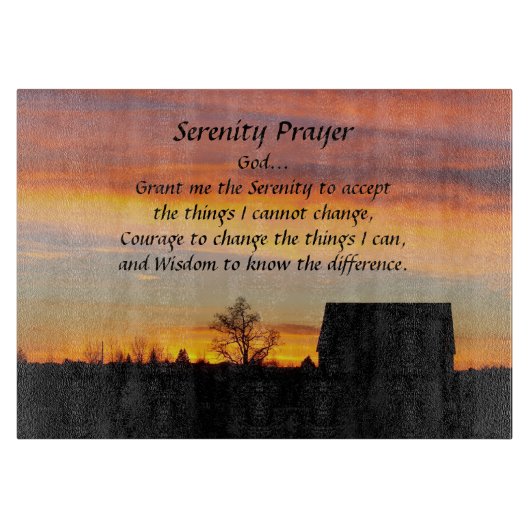Serenity Prayer Sunset Silhouette Landschap Snijplank (Voorkant)