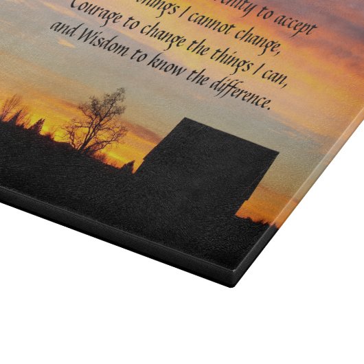 Serenity Prayer Sunset Silhouette Landschap Snijplank (Hoek)