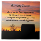 Serenity Prayer Sunset Silhouette Landschap Tegeltje (Voorkant)