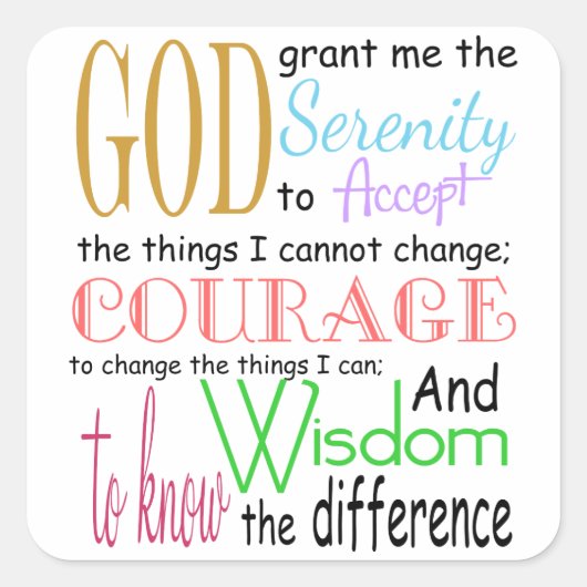 Serenity Prayer Vierkante Sticker (Voorkant)