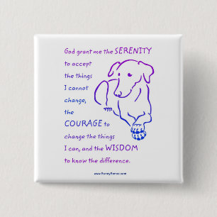 Serenity Prayer w/Dog-knoppen Vierkante Button 5,1 Cm