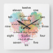 Serenity Prayer Waterverf Button Square Wall Cloc Vierkante Klok (Voorkant)
