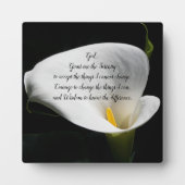 Serenity Prayer White Calla Lily Floral Fotoplaat (Voorkant)