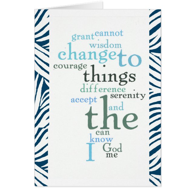 Serenity Prayer Word Art Zebra Print (Voorkant)