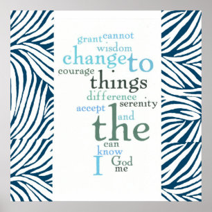 Serenity Prayer Word Art Zebra Print