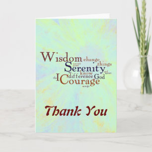 Serenity Prayer Wordle on abstract Bedankkaart