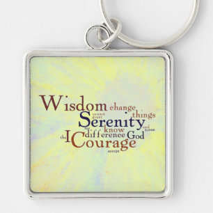 Serenity Prayer Wordle on abstract Sleutelhanger
