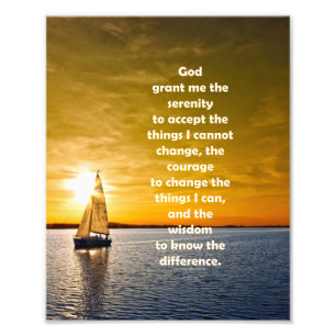 Serenity Prayer: Zeilboot in oceaan, Sterkte/Recov Foto Afdruk