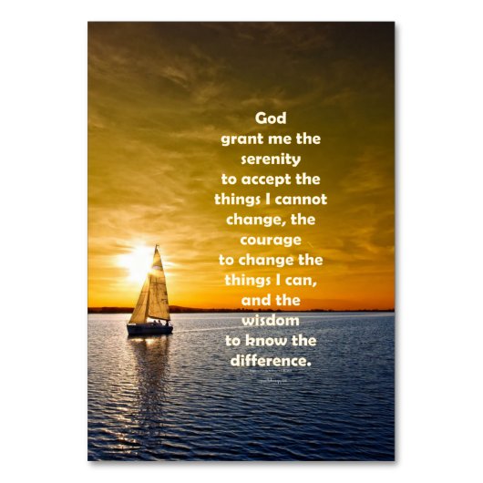 Serenity Prayer: Zeilboot in oceaan, Sterkte/Recov Kaart (Voorkant)