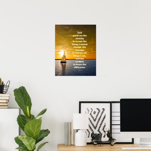 Serenity Prayer: Zeilboot in oceaan, Sterkte/Recov Poster (Thuiskantoor)