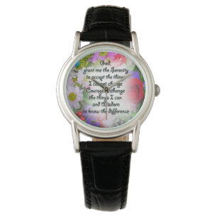 Serenity Prière montre en design floral